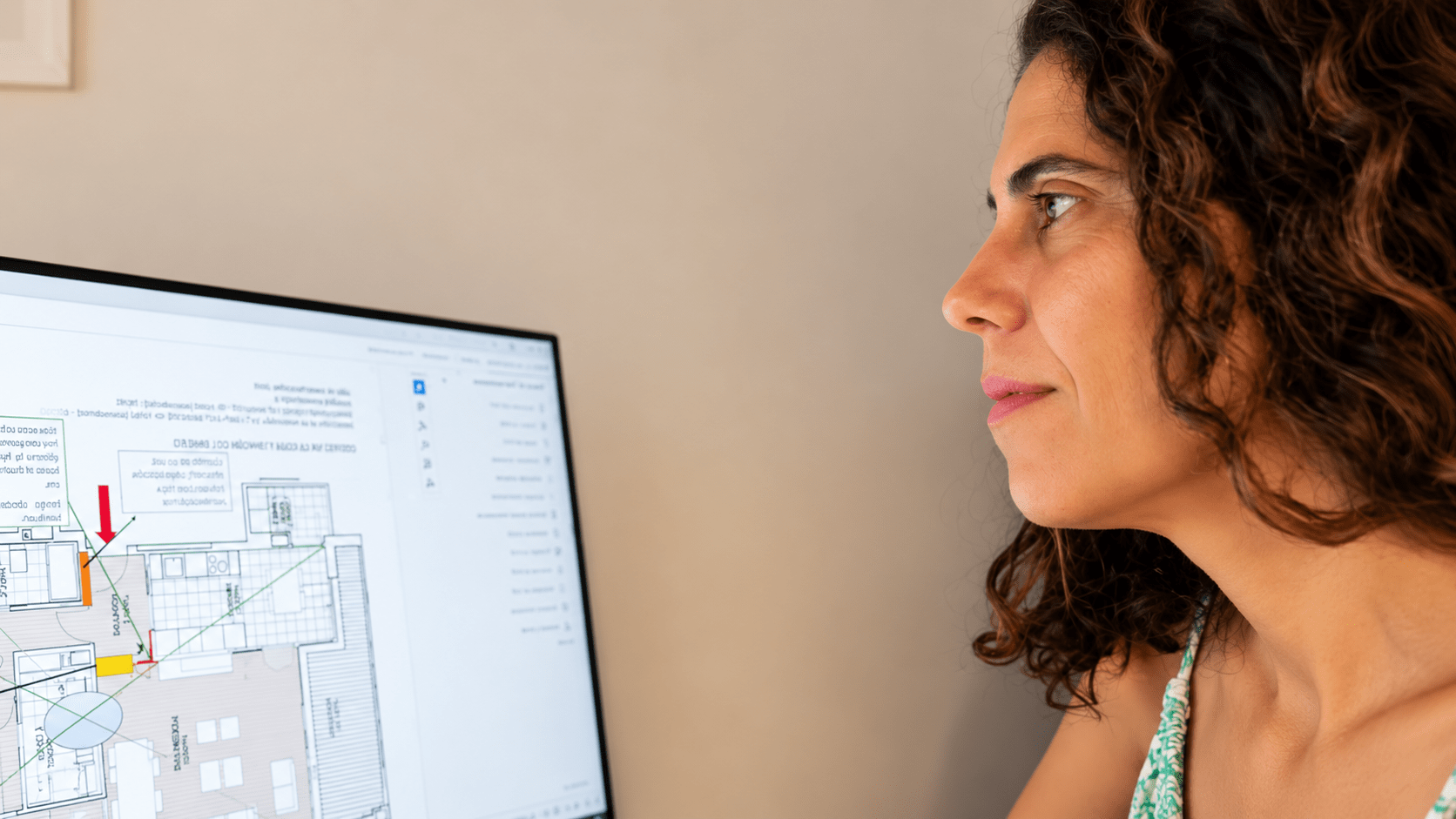 María analizando la configuración de un espacio durante un Estudio de las Formas